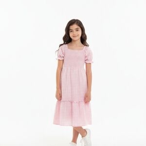 Adorable Pink Checkered Kids Dress